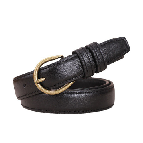 Korean version of the four seasons retro pin buckle thin belt for schoolgirls decorated with cowhide and detailed trouser belt with skirt belt for women