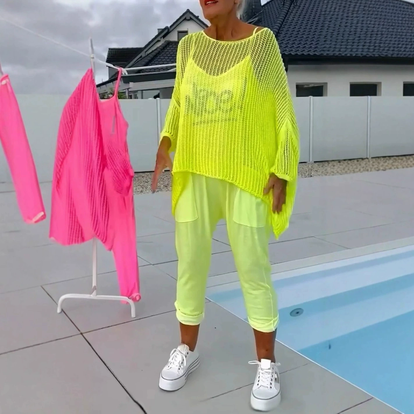 2025 независимая станция: женский повседневный свободный комбинезон с карманами и вырезом, вязаный топ, комплект из двух предметов в европейском и американском стиле