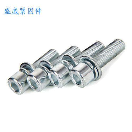 Grade 8.8 cylindrical head hexagonal three-combination screws galvanized cup head hexagonal three-combination screws