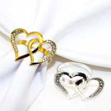 爆款西餐厅情人节餐扣爱心餐巾环金属镶钻餐巾扣餐巾圈厂家批发