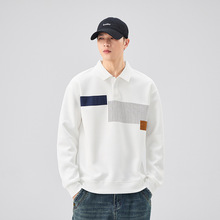 尚谷男装 2025新款男士翻领长袖POLO衫卫衣韩版宽松套头潮流上衣