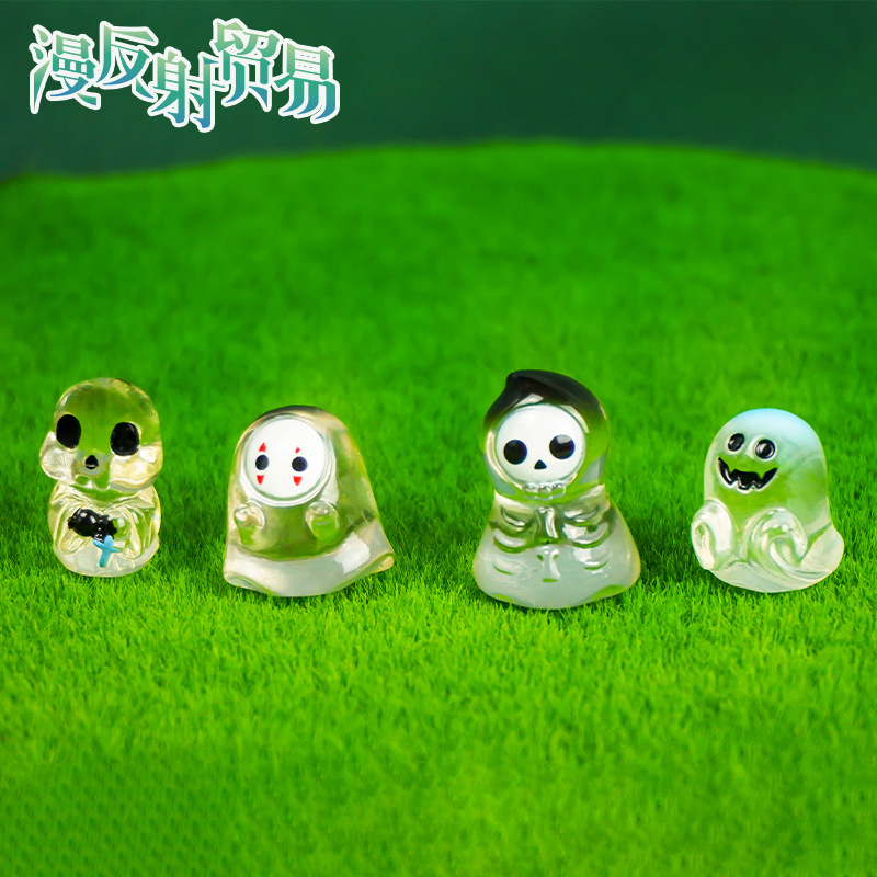 Cristal pequeño fantasma sin rostro masculino cráneo fantasma decoración Halloween fantasma niño decoración resina