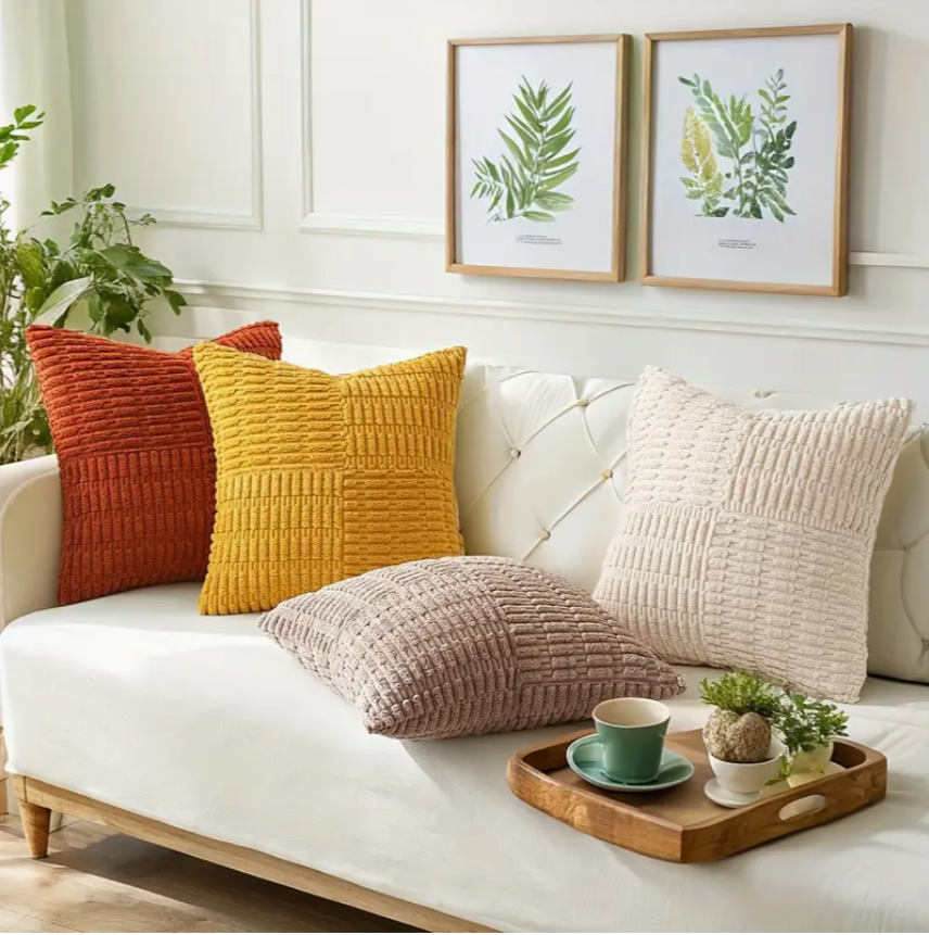 Amazon Best-Selling Pillowcases Corduroy Four-Piece Bedside Cushions Striped Decorative Pillowcases Cross-Border Hot Sale Wholesale