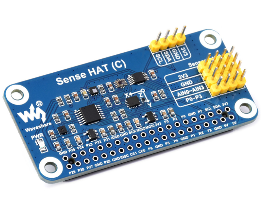 树莓派传感器扩展板C型带10轴陀螺仪/气压计/温湿度/颜色识别/ADC