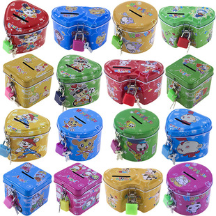 Korean fashion cartoon children's piggy bank factory direct selling stalls selling six one student gift tin piggy bank