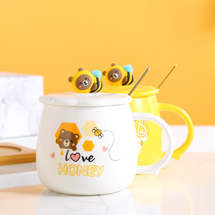 Cartoon Creative Little Bee Ceramic Cup Cup Cup Cup Cup Gift Water Cup, приносящий чашку Mark Mark можно напечатать на логотипе