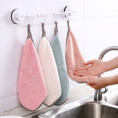 Kitchen cloth, coral velvet oil-resistant, water-absorbent hand towel, abrasive sponge lazy cleaning double-layer household dishwashing cloth