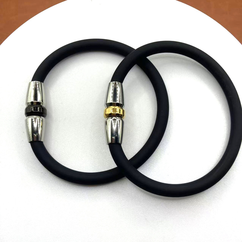 Cross-Border Couple Wrist Strap Silicone Bracelet Non-Magnetic Buckle Color Balance Outdoor Sports Silicone Bracelet Titanium Steel