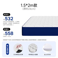 盒子豪華床墊席夢思加厚卷包獨立款藍色酒店0cm家用卧室記憶棉軟