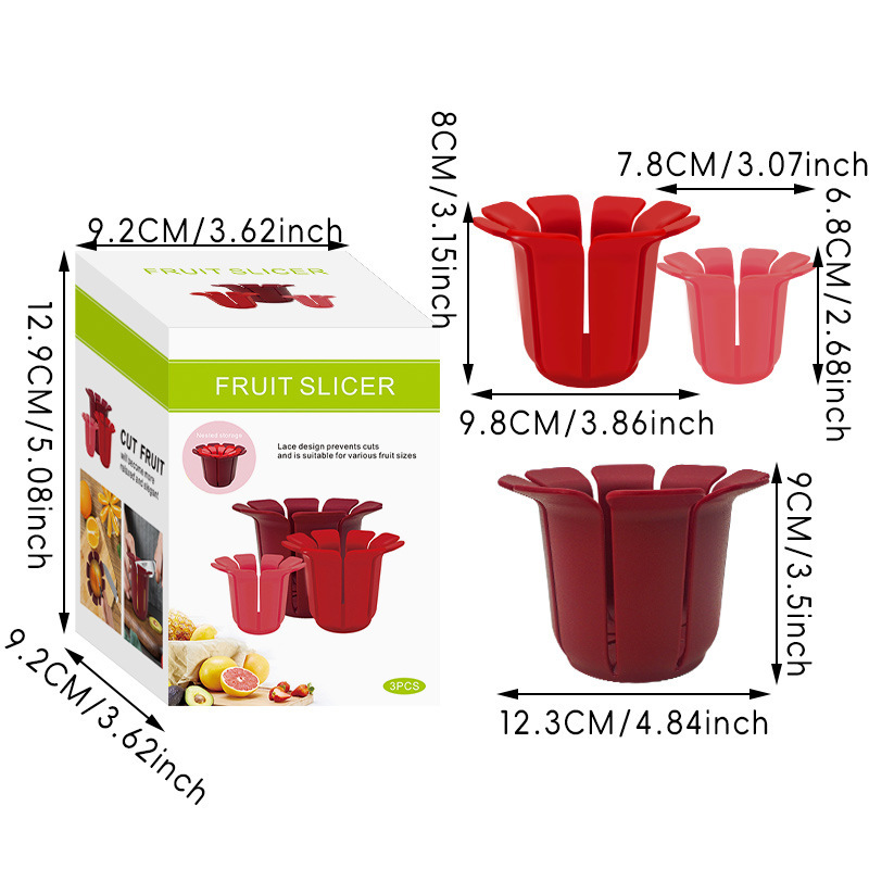 跨境新品水果切片器圆形水果蔬菜均匀切八块家居厨房工具三件套|undefined