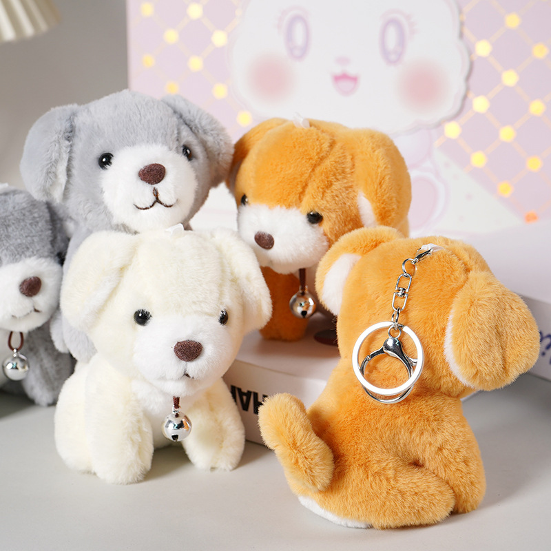 Internet celebrity cute bell puppy pendant plush toy doll cartoon bag pendant keychain rag doll doll