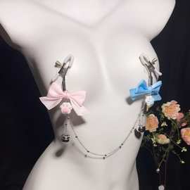 sm蝴蝶结铃铛乳夹情趣用品阴夹乳头惩罚外出阴蒂刺激奶头可爱调情