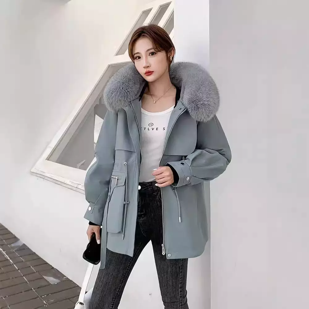 2025新款狐狸毛派克服女獭兔毛内胆可拆卸皮草外套女中长款大衣冬
