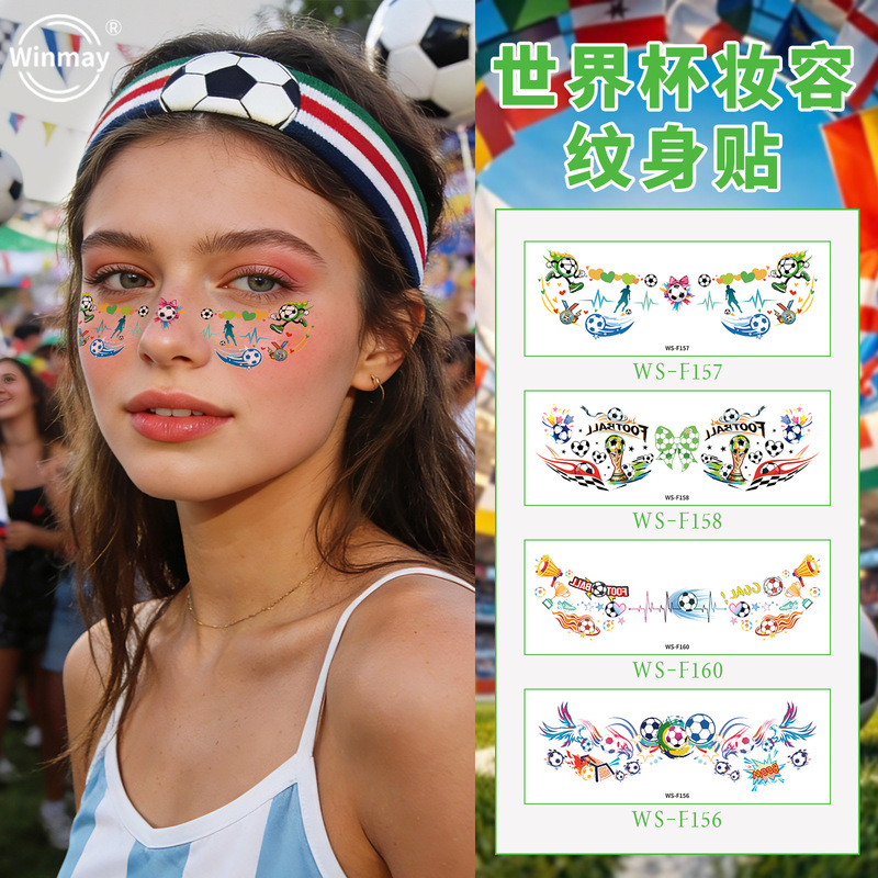 Cross-Border Makeup Face Stickers Tattoo Stickers Waterproof World Cup Football Sports Event Club Temporary Face Stickers Tattoo Cross-Border Makeup Face Stickers Tattoo Stickers Waterproof World Cup Football Sports Event Club Temporary Face Stickers Tattoo