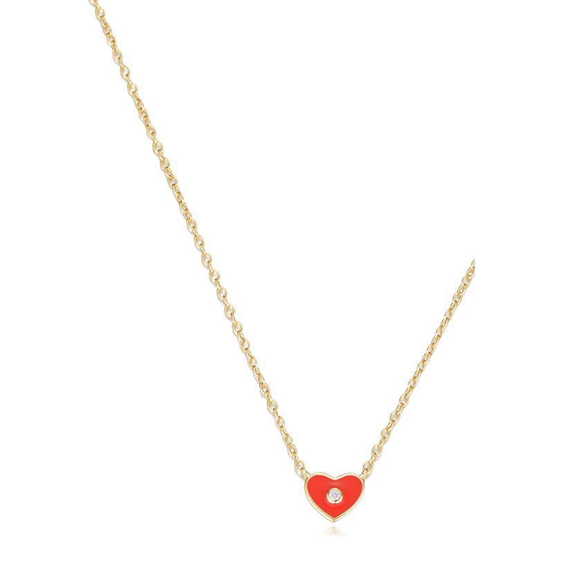 Internet celebridad chica fresca en forma de corazón colgante todo partido clavícula cadena s925 plata esterlina color epoxi collar en forma de corazón