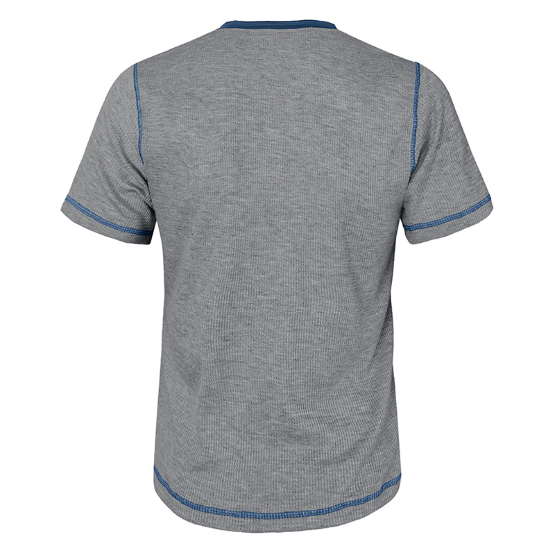 Herren 2023 Sommer Kurzarm Henley Shirt Schönes lässiges Retro T-Shirt Waffel Farbblock Rundhalsshirt_voghion.com