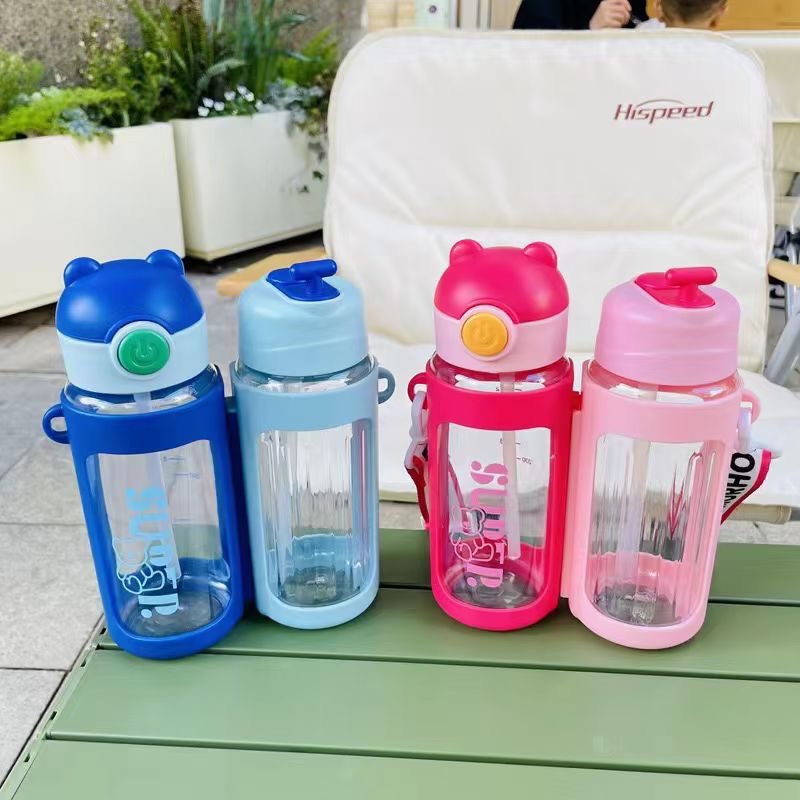 MSD - 5868 nuevos productos tazas de plástico para niños y niñas lindas tazas de agua de paja para ir a la escuela viajes al aire libre portable hervidor