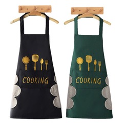 Apron wholesale kitchen household hand-wipeable waterproof apron Korean fashion men's and women's cutlery apron with printed LOGO