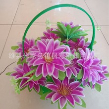 殡葬仿真花花篮 清明节祭祀花塑料提篮 摆放四色塑料平菊绢花花束