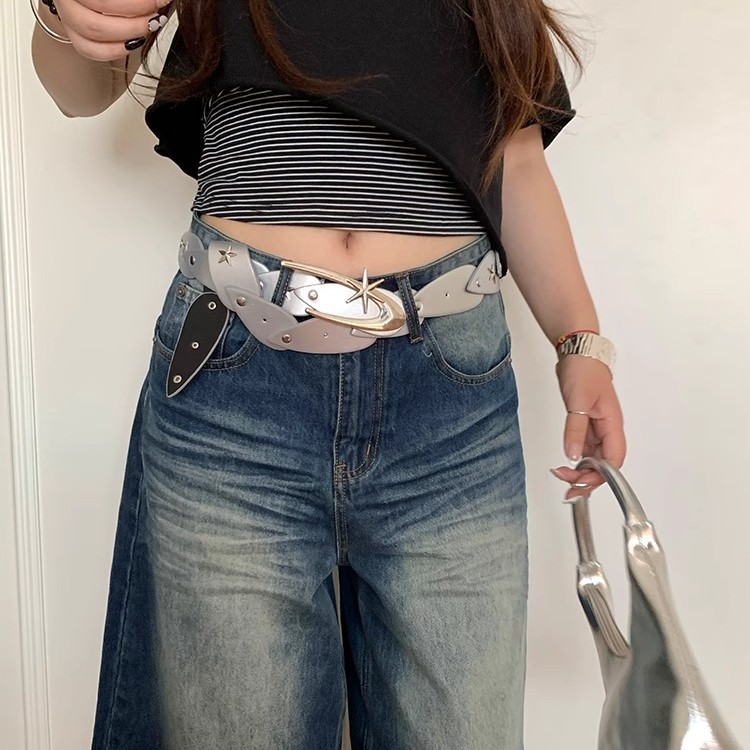 Y2k Spice Girl Star Belt Female Niche Design Sense Subculture Versatile Waist Chain Punk Style Waist Belt Accessories_voghion.com