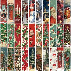 レトロなクリスマスのしおり30枚祭り雰囲気感装飾カードレトロな紙の本読書タグ付きカード