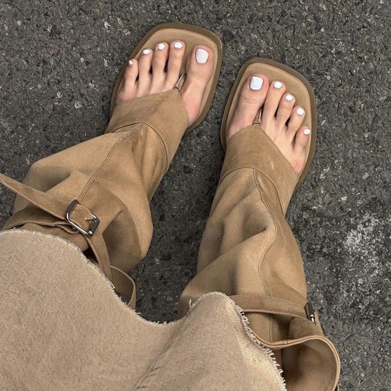 French-Style Thong Flip-Flops 2025 Summer New Western Cowboy Boots Hot Girl Pants Long Boots Sandals Women's Sandals