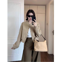 双面呢短款毛呢外套女正肩休闲棒球服秋2025新款小个子夹克潮