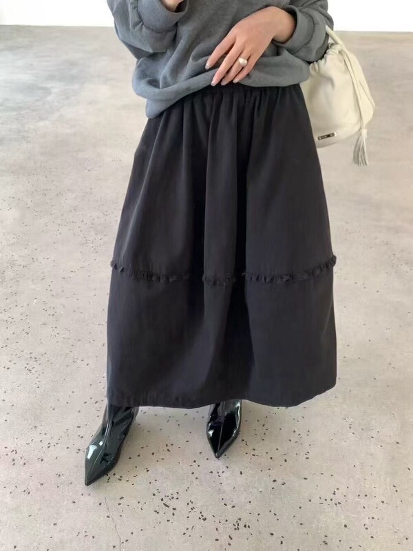 高智淡人松弛感韩系花边设计感小众半身裙女气质慵懒秋长裙子ZHP8|undefined