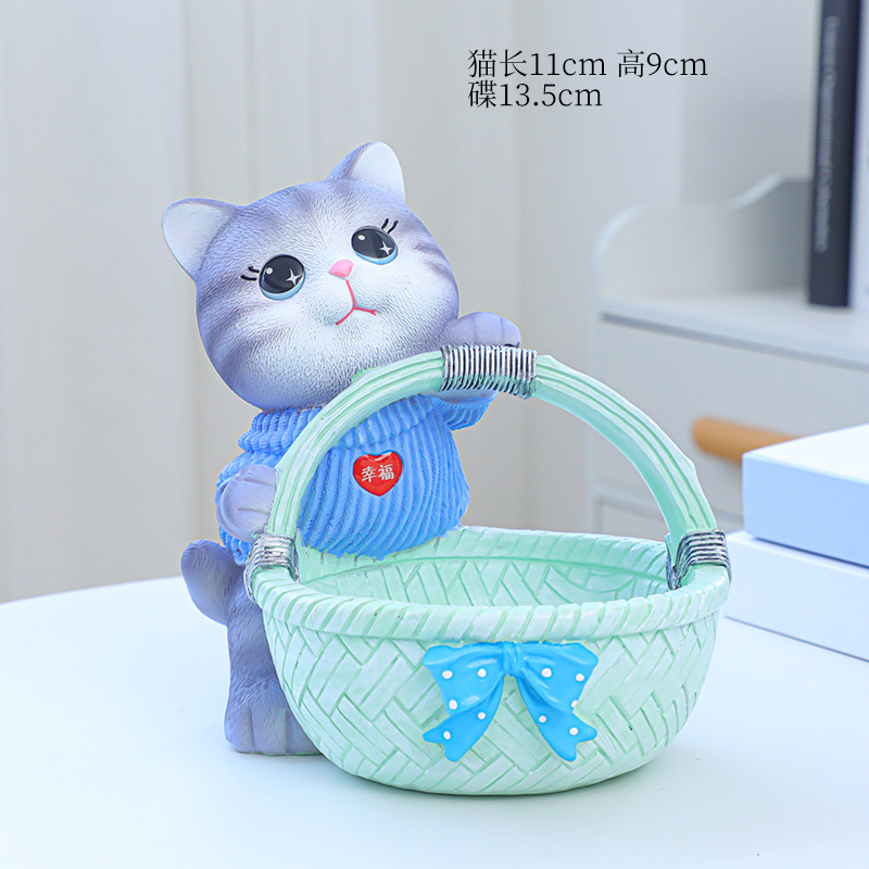 회색 고양이 저장 장식품/야채 바구니