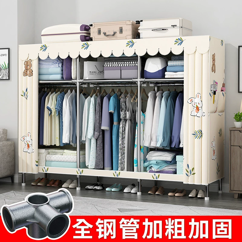 Домашний тканевый шкаф для сборки шкафа для хранения в спальне с усиленными стальными трубками, подвесной шкаф для цепочки поставок внешней торговли.