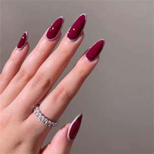 Europe and the United States cross-border hot cherries glitter ins style hot girls light luxury short 24 pieces wearable nail patch