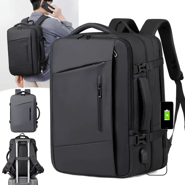 New business backpack, expandable travel laptop bag, large-capacity commuter backpack for men