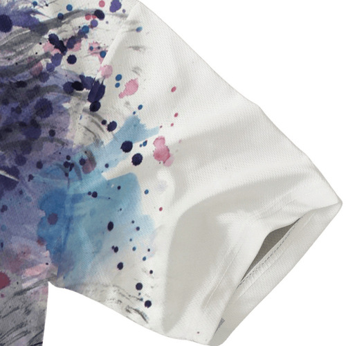 Men's summer thin casual straight-leg collarless printed youth ready-to-ship mesh short-sleeved T-shirt