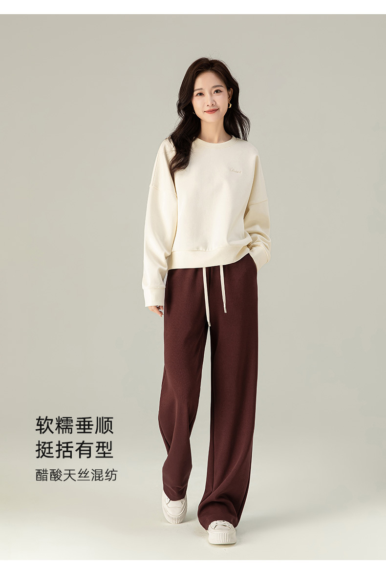 Quần thể thao ống rộng cạp cao dáng suông nữ chất Acetate Tencel mềm mại — Màu trắng be chi tiết 19