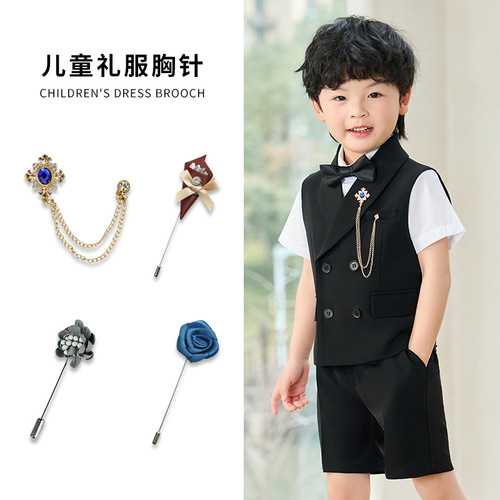 Children's suit dress, artificial flower corsage, baby wedding, flower girl costume, brooch, necklace, accessories, drop shipping