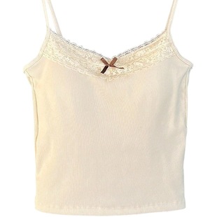 V-neck lace small camisole women's 2024 new style summer bottoming with chest pad one-piece beautiful back top