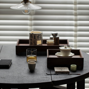 North American black walnut tea tray tea set Tea Cup storage dry bubble small tea tray pure solid wood household pot holder