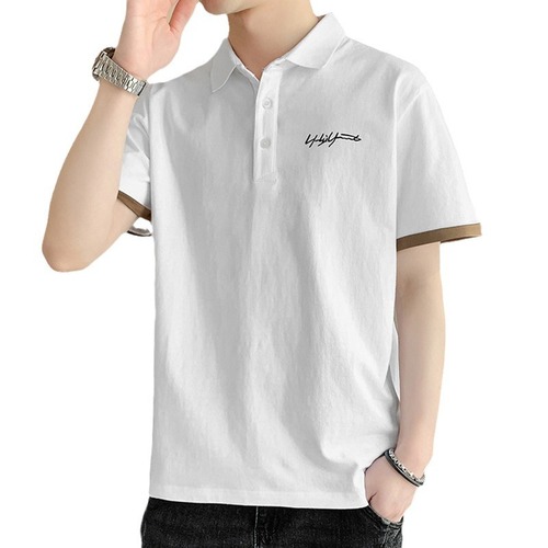 Huagang Camel Short-Sleeve T-Shirt for Men - Summer Ice Silk Thin Collar Top Shirt, Simple Loose Casual Ins Men