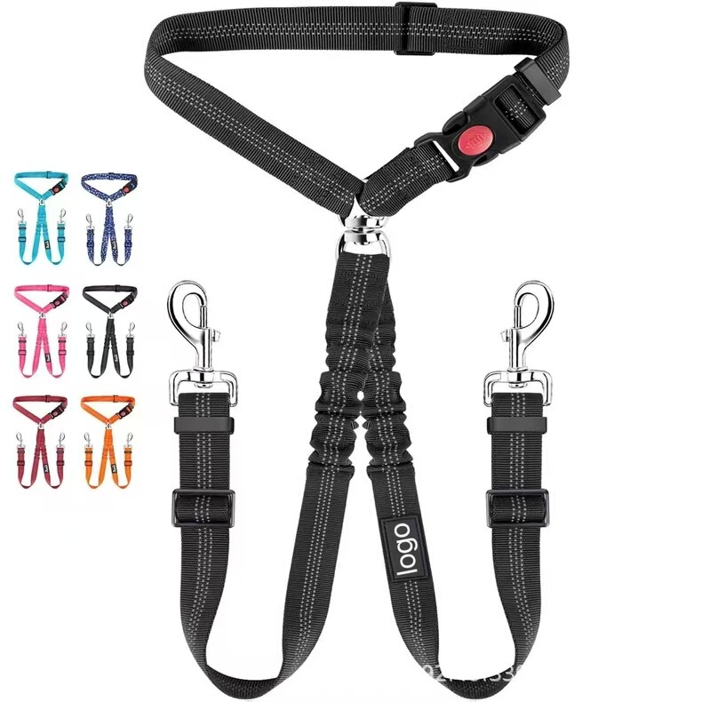 Cross-Border Pet Supplies Car Seat Safety Belt Retractable Elastic Reflective Dog Leash One-To-Two Dog Harness Cross-Border Pet Supplies Car Seat Safety Belt Retractable Elastic Reflective Dog Leash One-To-Two Dog Harness