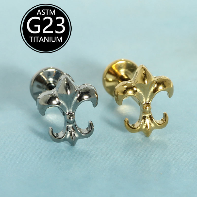 16G labret stud size and finish detail