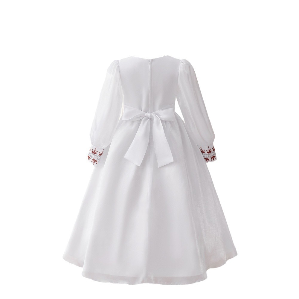 Nuevo vestido infantil europeo y americano vestido de noche vestido de moda de mangas largas y bordado en cascada vestido de niña