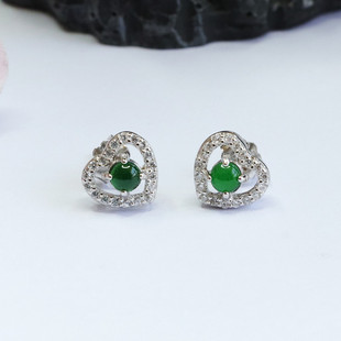 Xinyu S925 silver inlaid with natural jadeite Ice King green earrings love live FC2040906