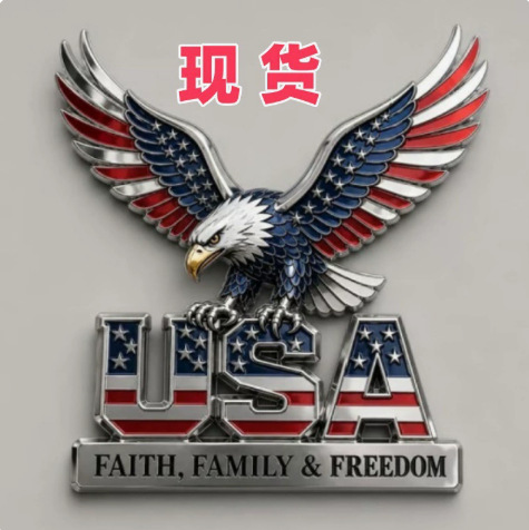 跨境新品 USA Faith Family Emblem美国国旗老鹰金属徽章装饰摆件
