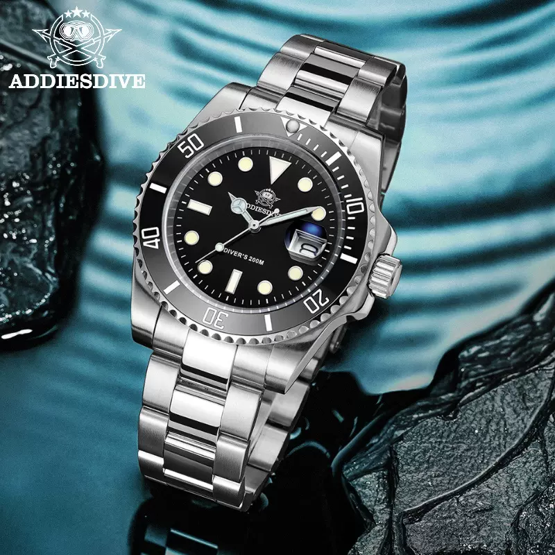 ADDIESDIVE品牌石英手表防水男款夜光精钢水鬼腕表批发礼品