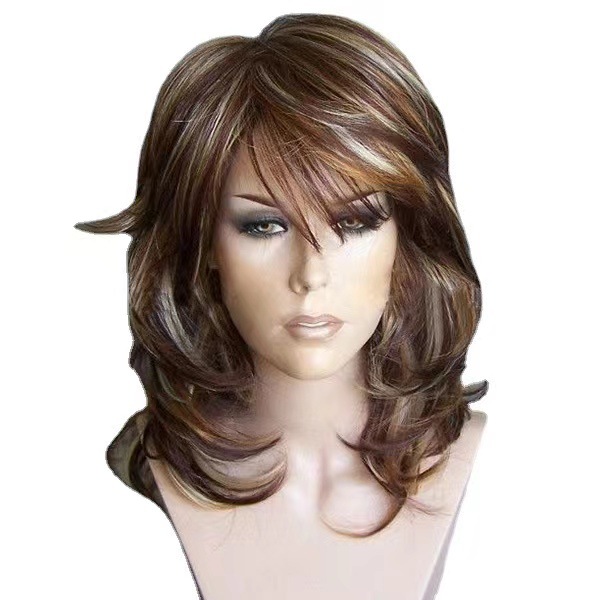 Parrucca sintetica lunga ricci gradienti multicolore donna_voghion.com