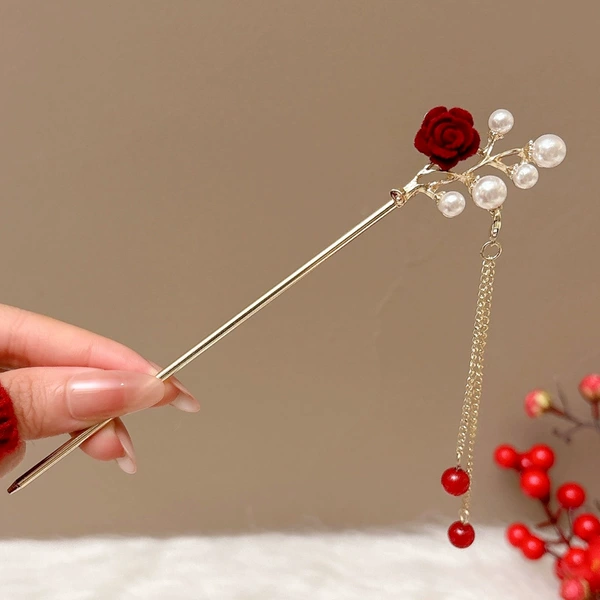 6# Pearl Rose Hairpin