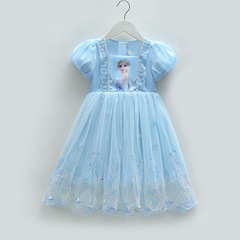Elsa Princess Dress Girls Dress Summer Fashionable Skirt 2023 New Baby Girl Mesh Puff Skirt Summer Dress