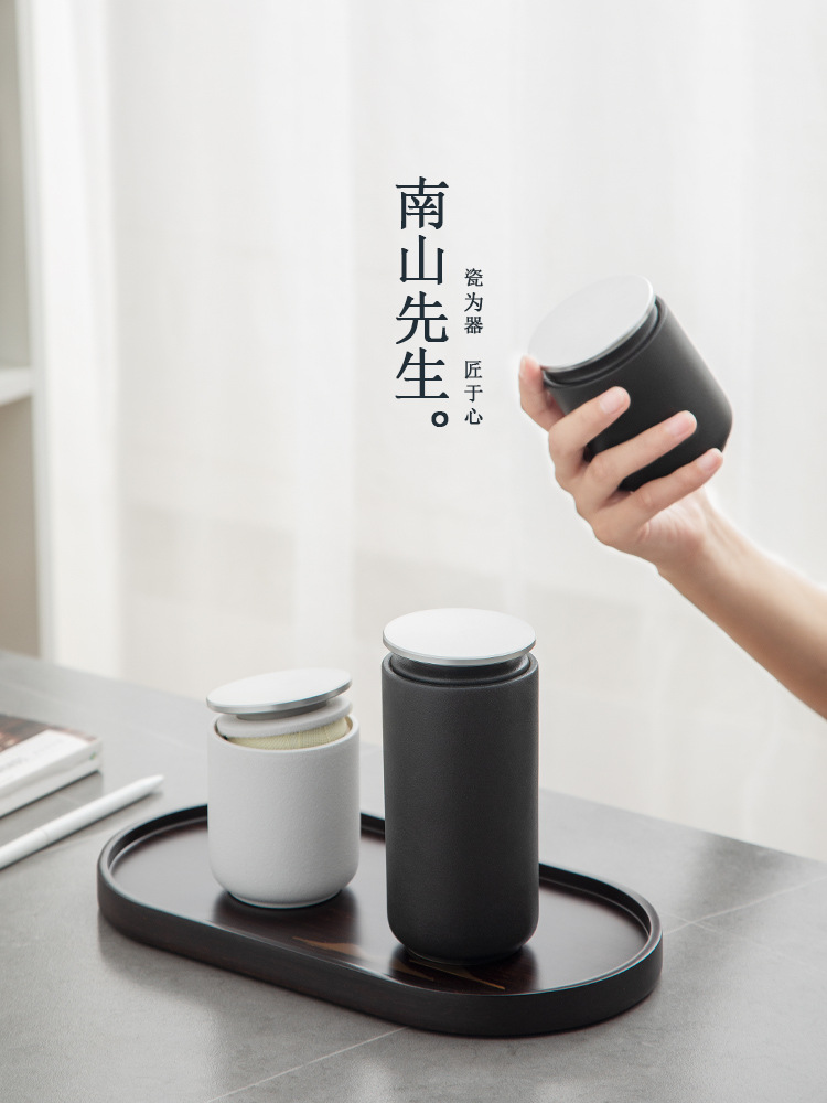 Suspense Tea Can Ceramic Sealed Canister Household Portable Tea Storage Can Tea Set Accessory Moistureproof Small Size