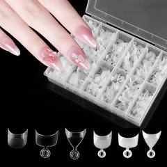 New style nail moon French half-adhesive nail stickers 600 pieces transparent fake nail stickers soft and thin nail stickers