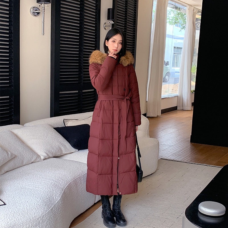 2025 invierno nuevo estilo coreano largo sobre la rodilla ropa de algodón collar de cabello grande chaqueta de algodón gruesa delgada mujer ropa de algodón mujer image 4